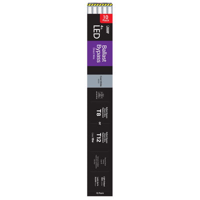 Feit Electric Linear Adjustable White 48 in. Bi-Pin T8 LED Tube 40 Watt Equivalence 10 pk