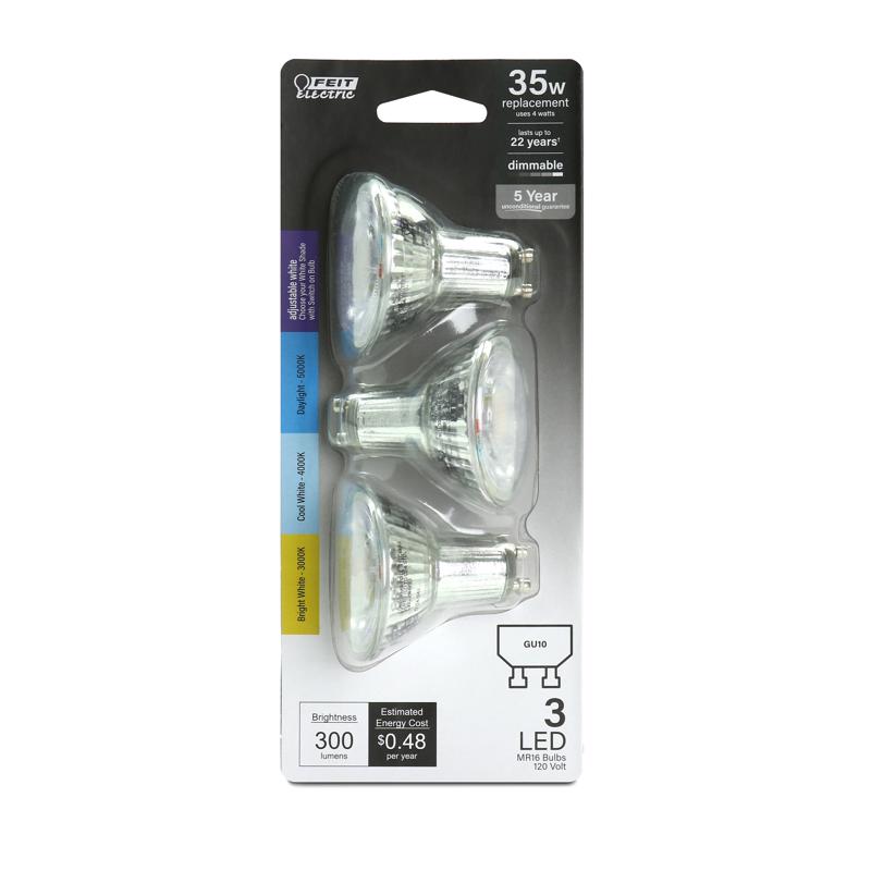 Feit Electric MR16 GU10 LED Bulb Adjustable White 35 Watt Equivalence