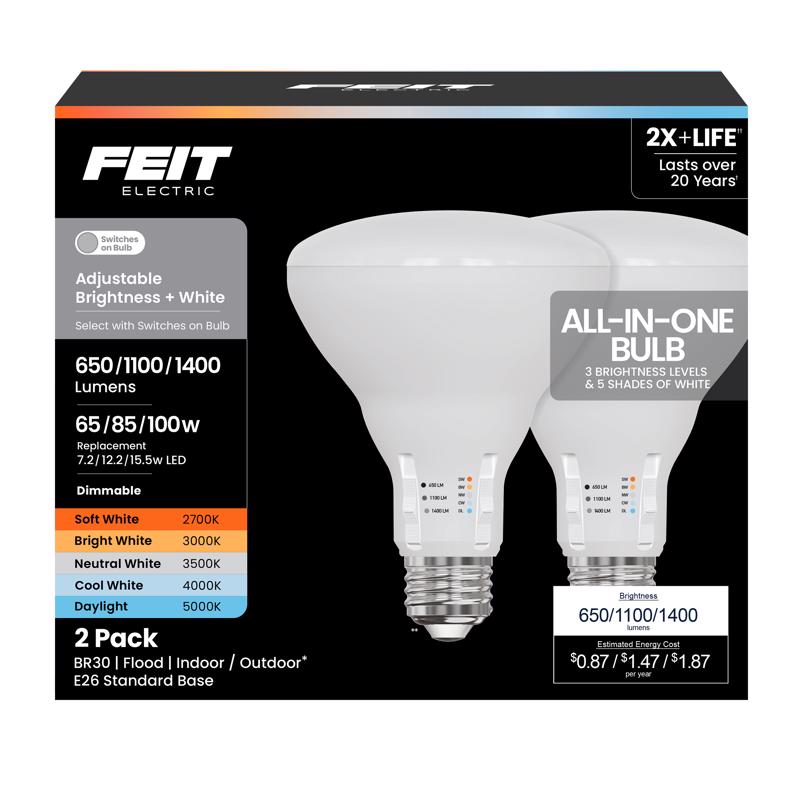Feit Electric BR30 E26 (Medium) LED Bulb Adjustable White 100 Watt Equivalence