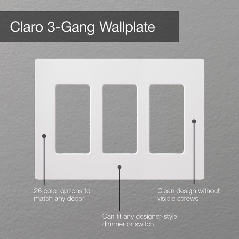 Lutron Claro Light Almond 3 gang Plastic Decorator Wall Plate