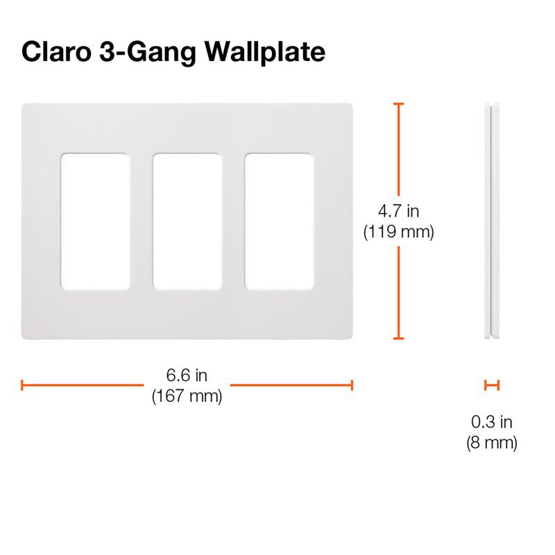 Lutron Claro Light Almond 3 gang Plastic Decorator Wall Plate