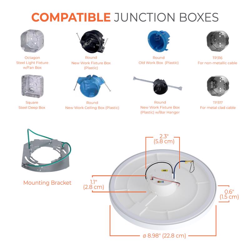 Halo 0.63 in. H X 8 in. W X 8 in. L Matte White LED Ceiling Light