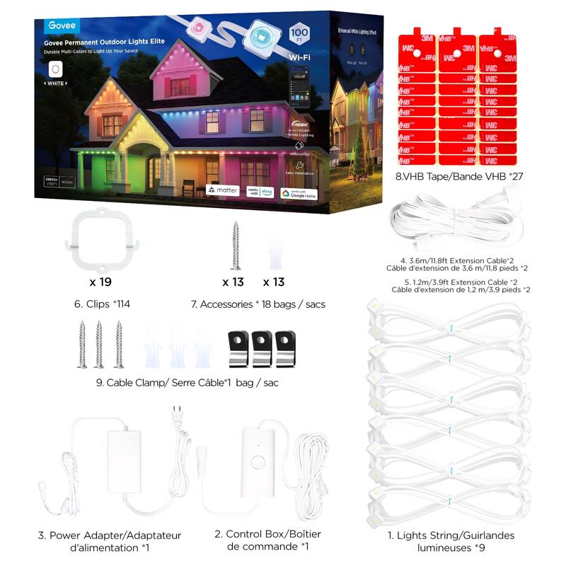 Govee Plug In 72 W LED Smart-Enabled Permanent String Light