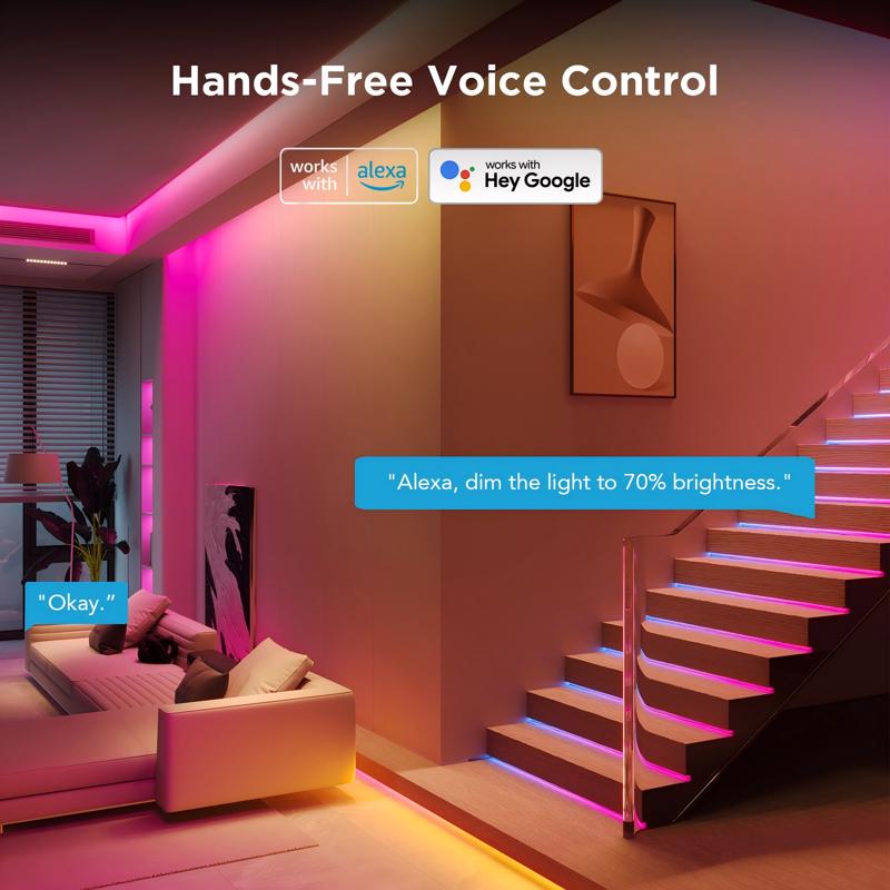 Govee 49.2 ft. L Plug-In LED Smart-Enabled Strip Light