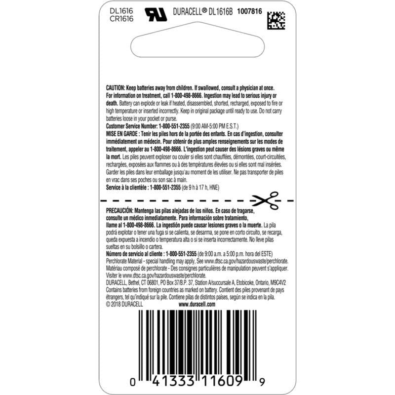 Duracell Lithium Coin 1616 3 V 50 mAh Medical Battery