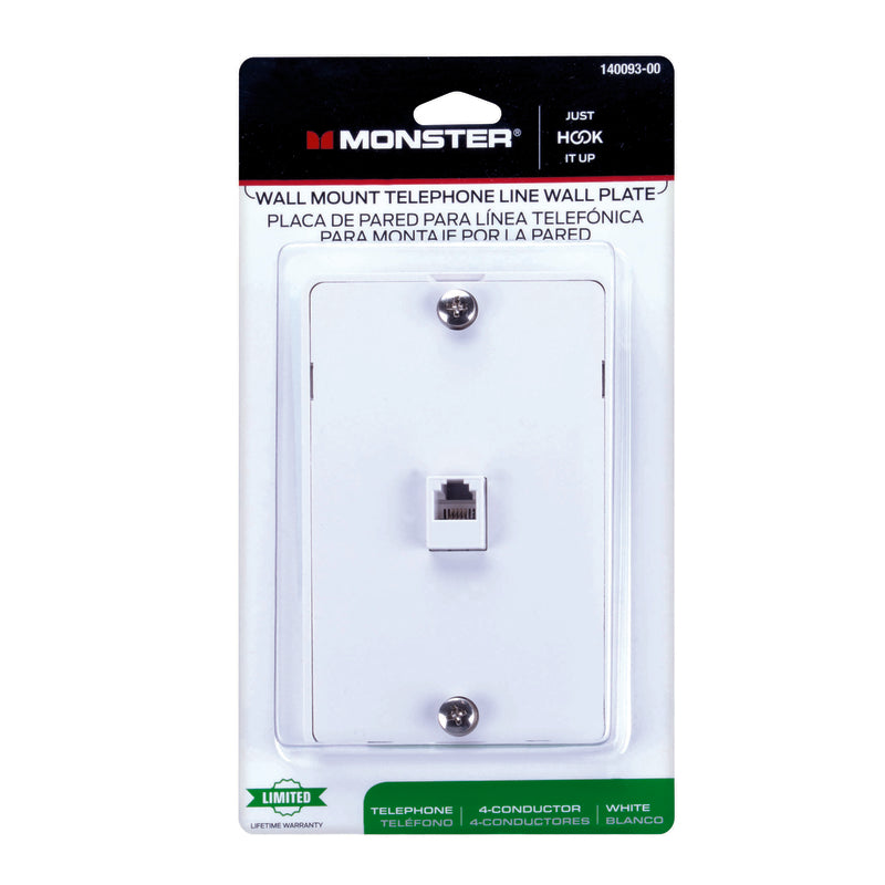Monster Just Hook It Up White 1 gang Plastic Telephone Wall Plate