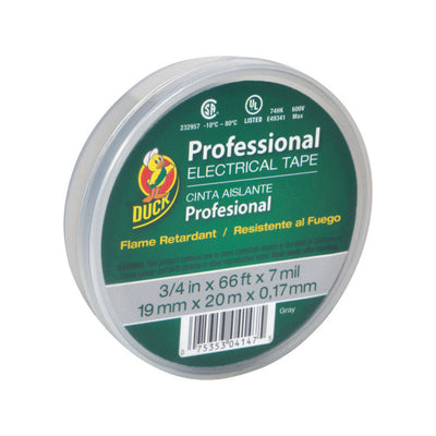 Duck Professional Grade 3/4 in. W X 66 ft. L Gray Vinyl Electrical Tape