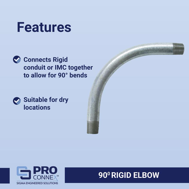 Sigma Electric ProConnex 1-1/4 in. D Zinc-Plated Steel 90 Degree Elbow For Rigid/IMC