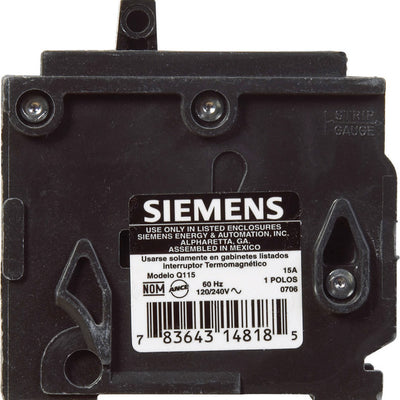 Siemens 15 amps Standard Single Pole Circuit Breaker