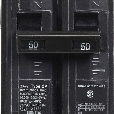 Siemens 50 amps Standard 2-Pole Circuit Breaker