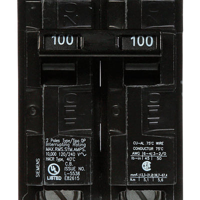 Siemens 100 amps Standard 2-Pole Circuit Breaker