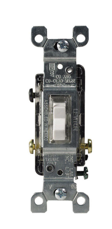 Leviton Illuminated 15 amps Single Pole Toggle Switch White
