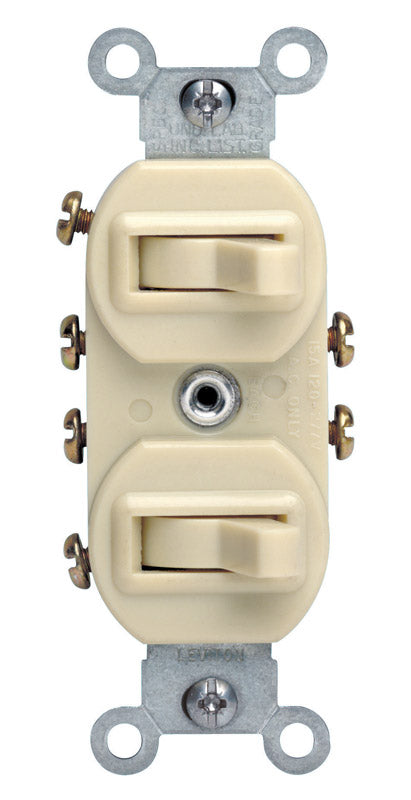 Leviton 15 amps Three Pole Toggle Duplex Combination Switch Ivory
