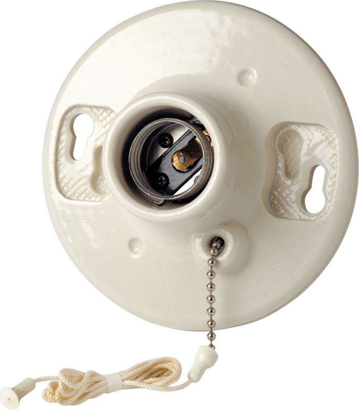 Leviton Porcelain Incandescent Medium Base Ceiling Keyless Lampholder With Chain