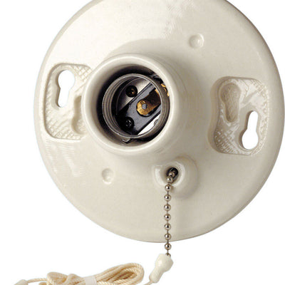Leviton Porcelain Incandescent Medium Base Ceiling Keyless Lampholder With Chain