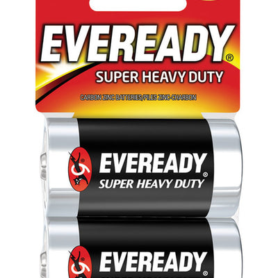 Eveready Super Heavy Duty C Zinc Carbon Batteries 2 pk Carded