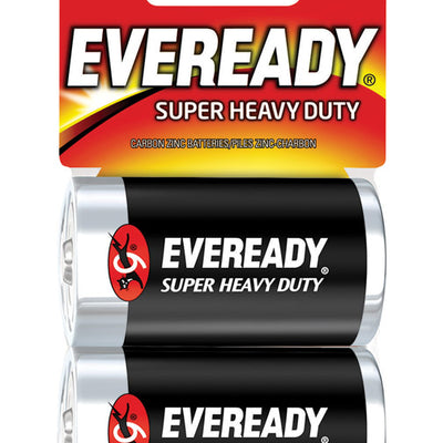 Eveready Super Heavy Duty D Zinc Carbon Batteries 2 pk Carded