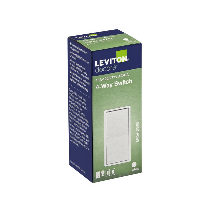 Leviton Decora 15 amps Four Pole 4-Way / Rocker Switch White