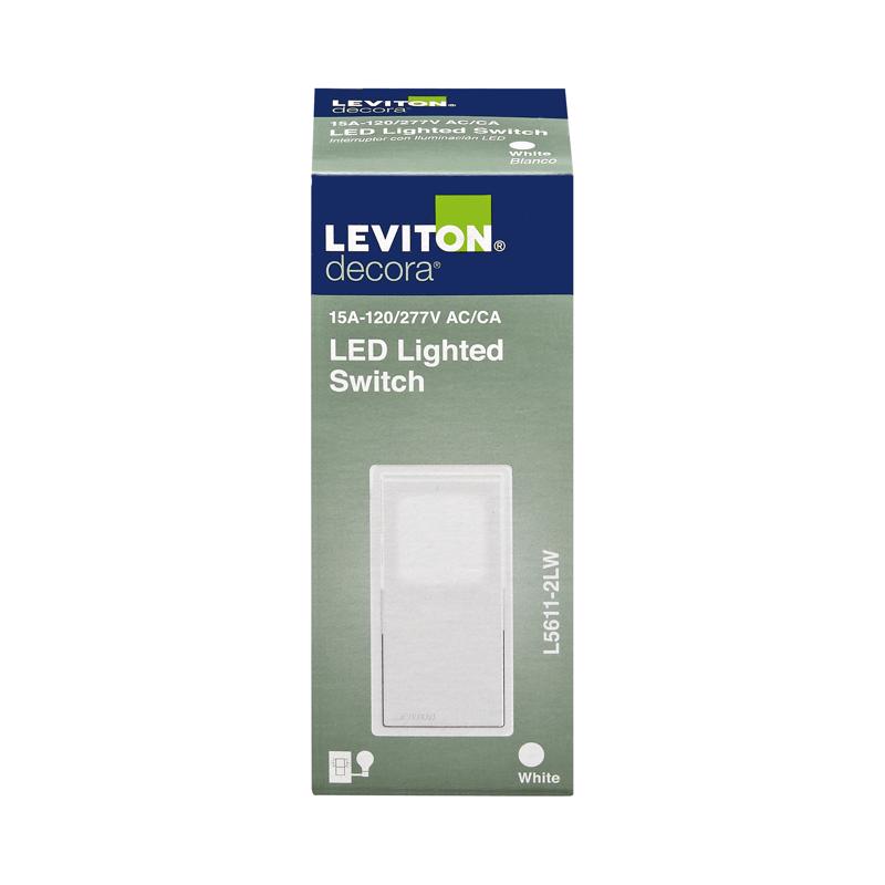 Leviton Decora 15 amps Single Pole Rocker Illuminated Switch White