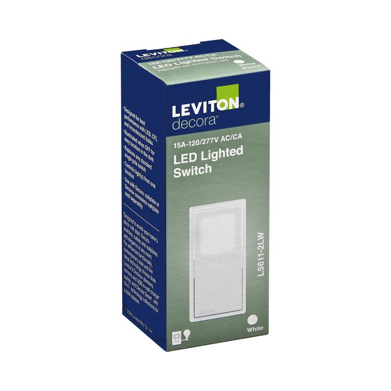Leviton Decora 15 amps Single Pole Rocker Illuminated Switch White