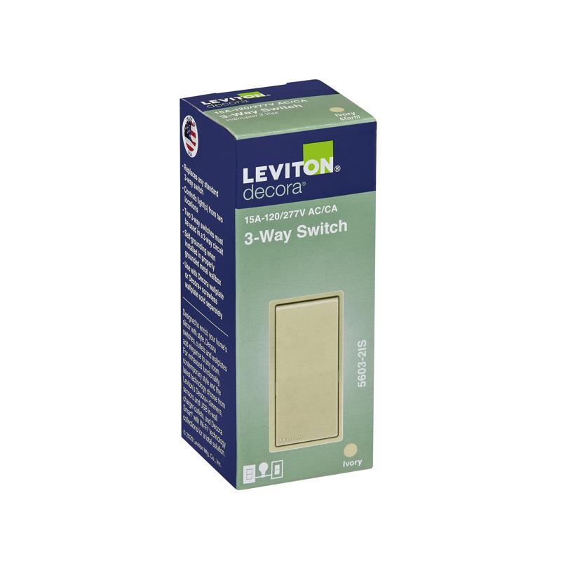Leviton Decora 15 amps Three Pole Rocker AC Quiet Switch Ivory