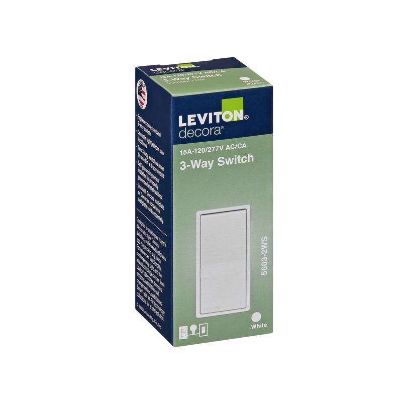 Leviton Decora 15 amps 3-Way 3-Way/Rocker AC Quiet Switch White