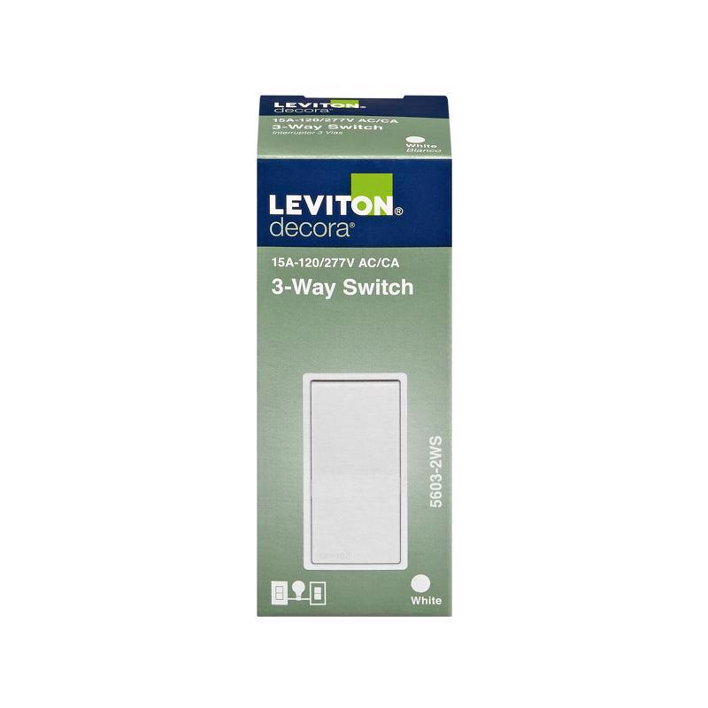 Leviton Decora 15 amps 3-Way 3-Way/Rocker AC Quiet Switch White