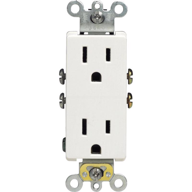 Leviton Decora 15 amps 125 V Duplex White Outlet 5-15R