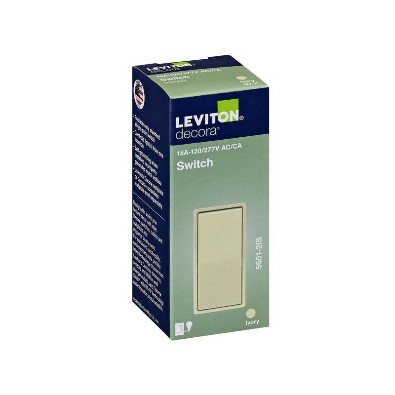Leviton Decora 15 amps Single Pole Rocker AC Quiet Switch Ivory