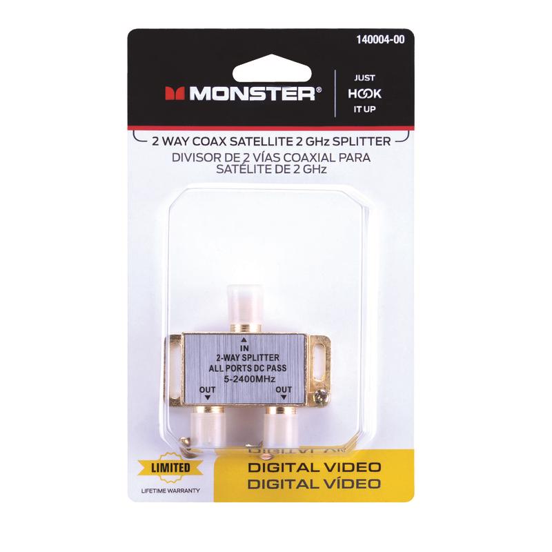 Monster Just Hook It Up 2 Way Coax Splitter 75 ohm 2150 MHz