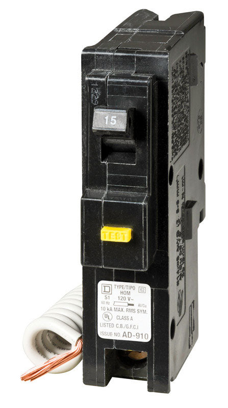 Square D HomeLine 15 amps Plug In Single Pole Circuit Breaker