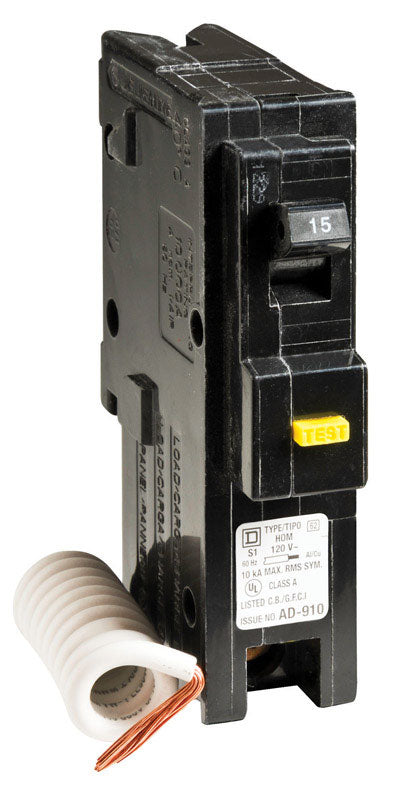 Square D HomeLine 15 amps Plug In Single Pole Circuit Breaker
