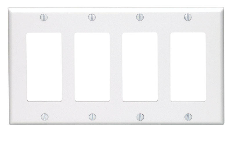 Leviton White 4 gang Thermoset Plastic Decorator Wall Plate