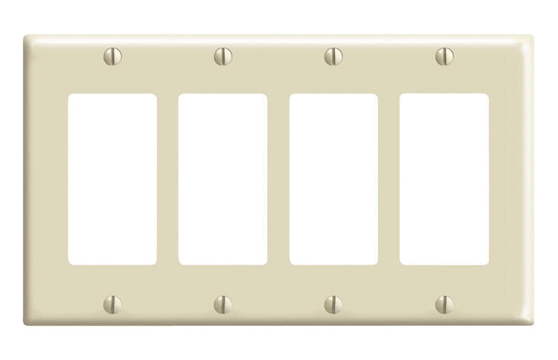 Leviton Decora Ivory 4 gang Thermoset Plastic Decorator Wall Plate
