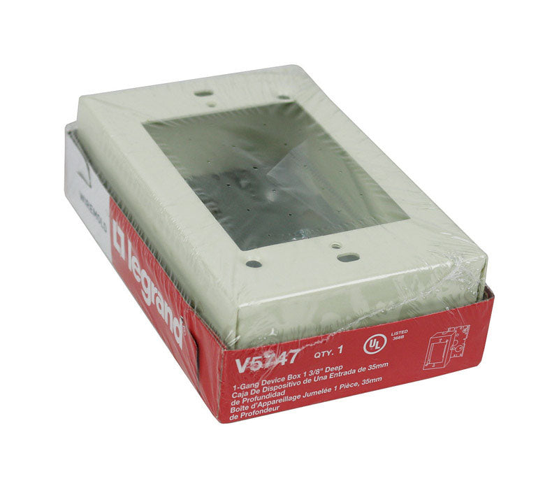 Legrand New and Old Work Rectangle Steel 1 gang Outlet Box Ivory