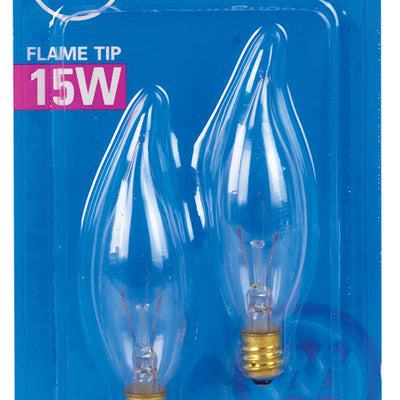 Westinghouse 15 W CA8 Decorative Incandescent Bulb E12 (Candelabra) Warm White 2 pk