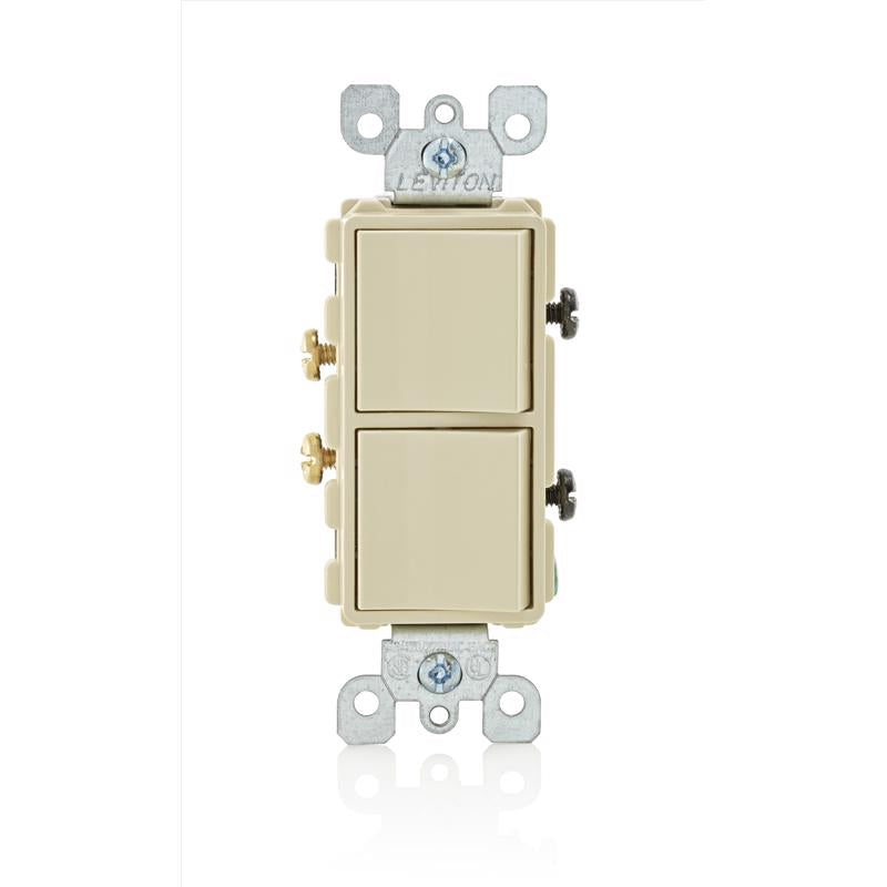 Leviton Decora 15 amps Single Pole Combination AC Quiet Switch Ivory
