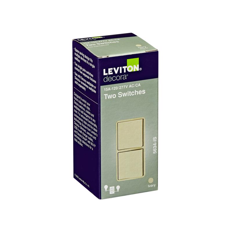 Leviton Decora 15 amps Single Pole Combination AC Quiet Switch Ivory