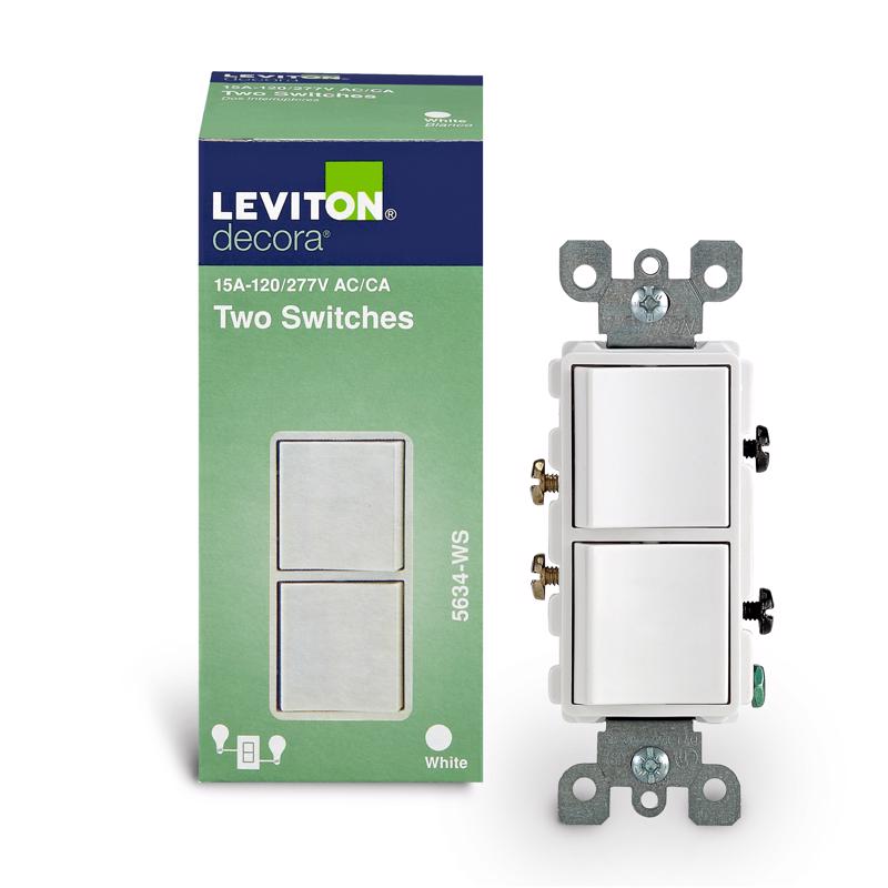Leviton Decora 15 amps Single Pole Combination AC Quiet Switch White