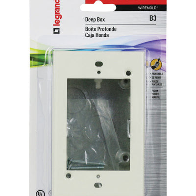 Legrand Rectangle Metal 1 gang Outlet Box Ivory