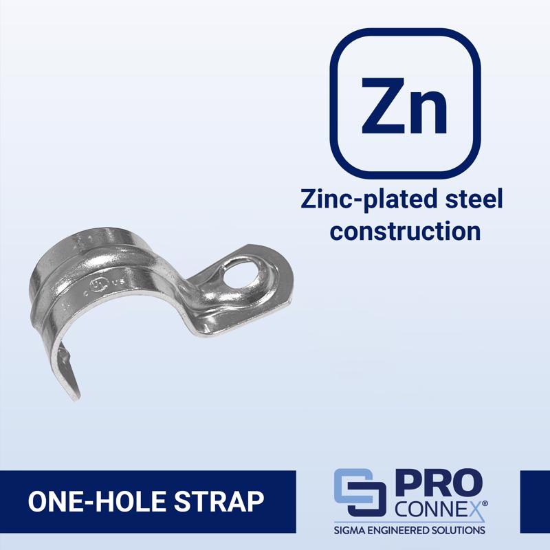 Sigma Electric ProConnex 3/4 in. D Zinc-Plated Steel 1 Hole Strap 3 pk