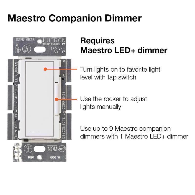 Lutron Maestro White 150 W 3-Way Dimmer Switch