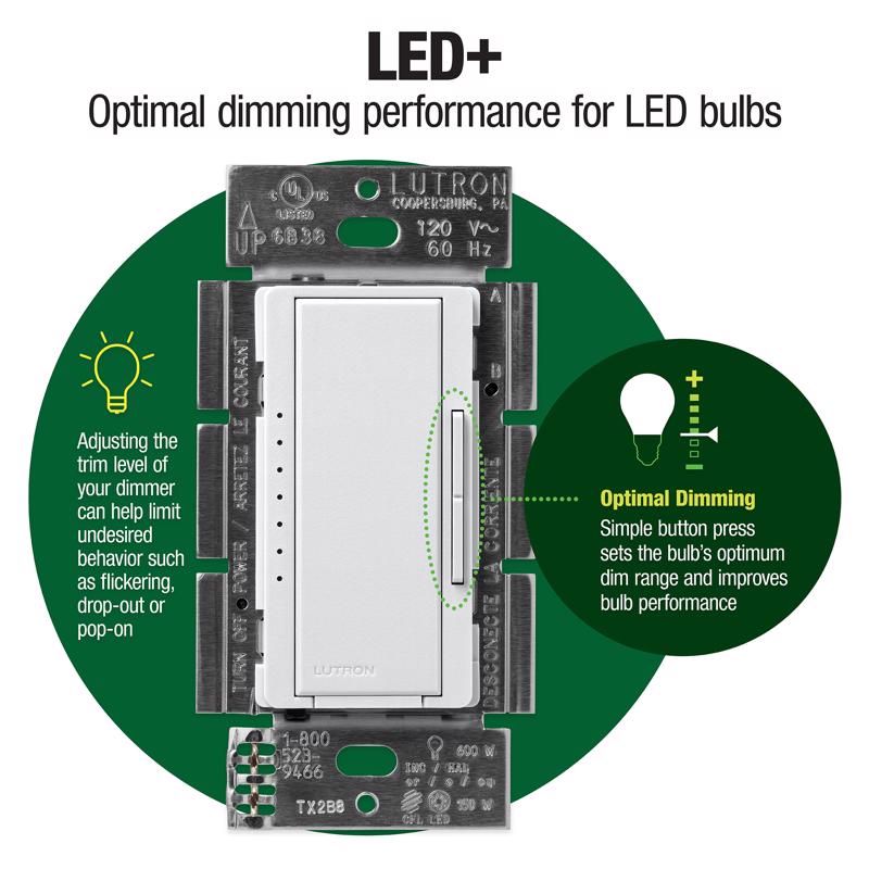 Lutron Maestro White 150 W 3-Way Dimmer Switch