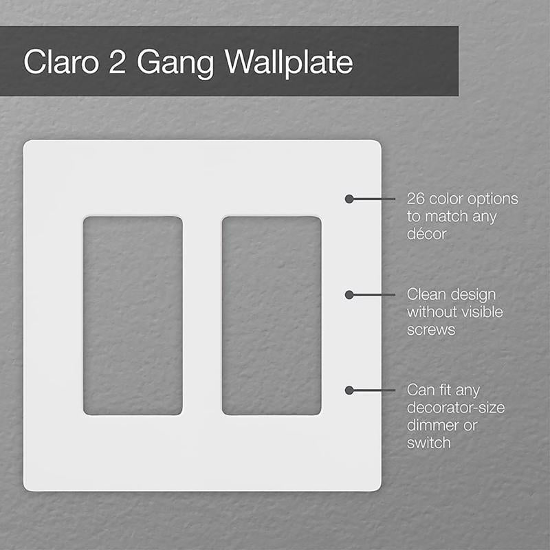 Lutron Claro White 2 gang Plastic Decorator Wall Plate