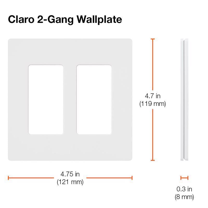 Lutron Claro White 2 gang Plastic Decorator Wall Plate