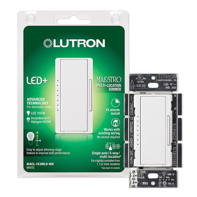 Lutron Maestro White 150 W 3-Way Dimmer Switch