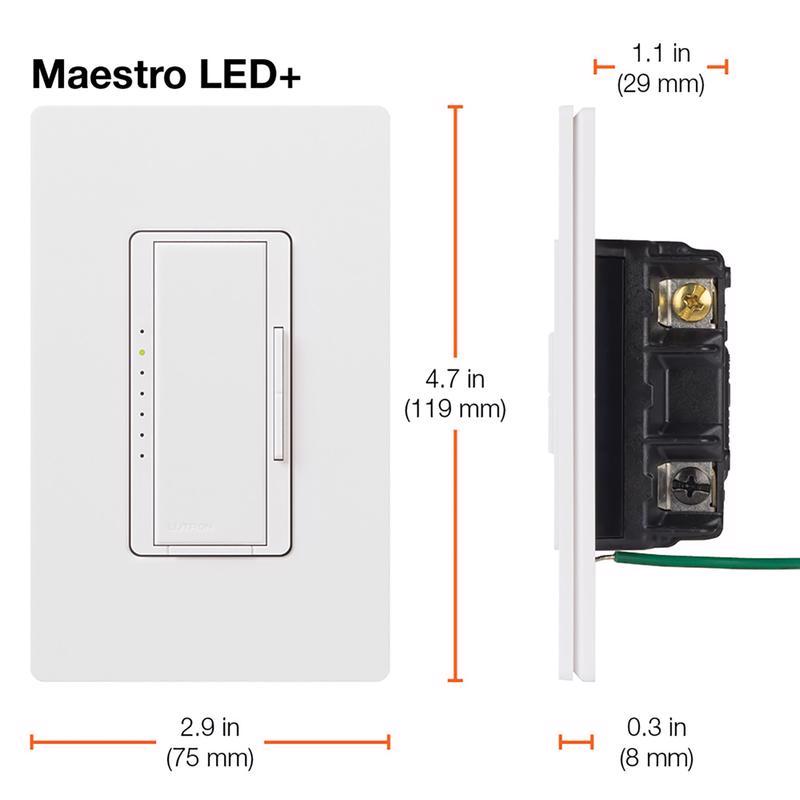 Lutron Maestro White 150 W 3-Way Dimmer Switch