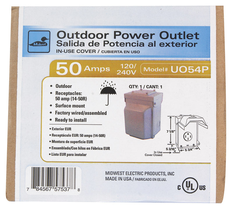 GE 50 amps 240 V Single Silver RV Power Outlet