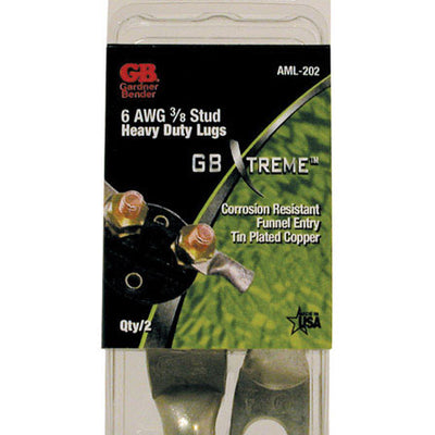 Gardner Bender Xtreme 6 Ga. Insulated Wire Electrical Lug Silver 2 pk
