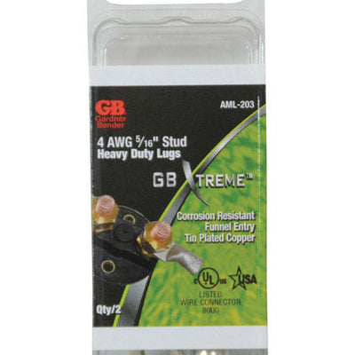 Gardner Bender Xtreme 4 Ga. Insulated Wire Electrical Lug Silver 2 pk